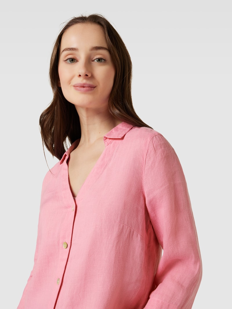 Leinenbluse mit Knopfleiste in pink