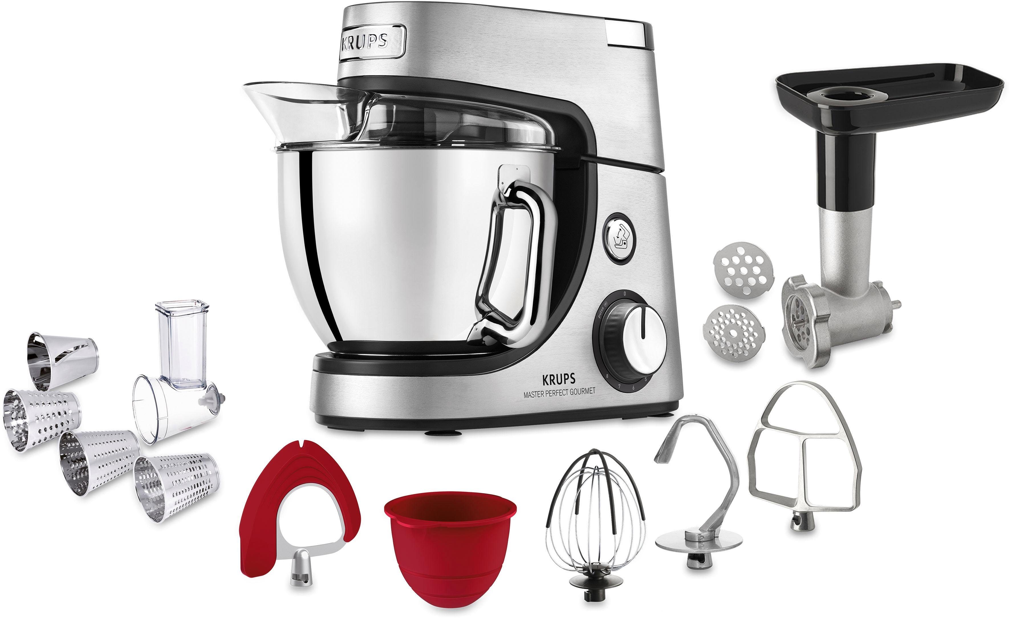 Krups Küchenmaschine KA631D Master Perfect Gourmet, 1100 W, 4,6 l Schüssel, mit umfangreichen Zubehörpaket, 8 Geschwindigkeiten+Pulse