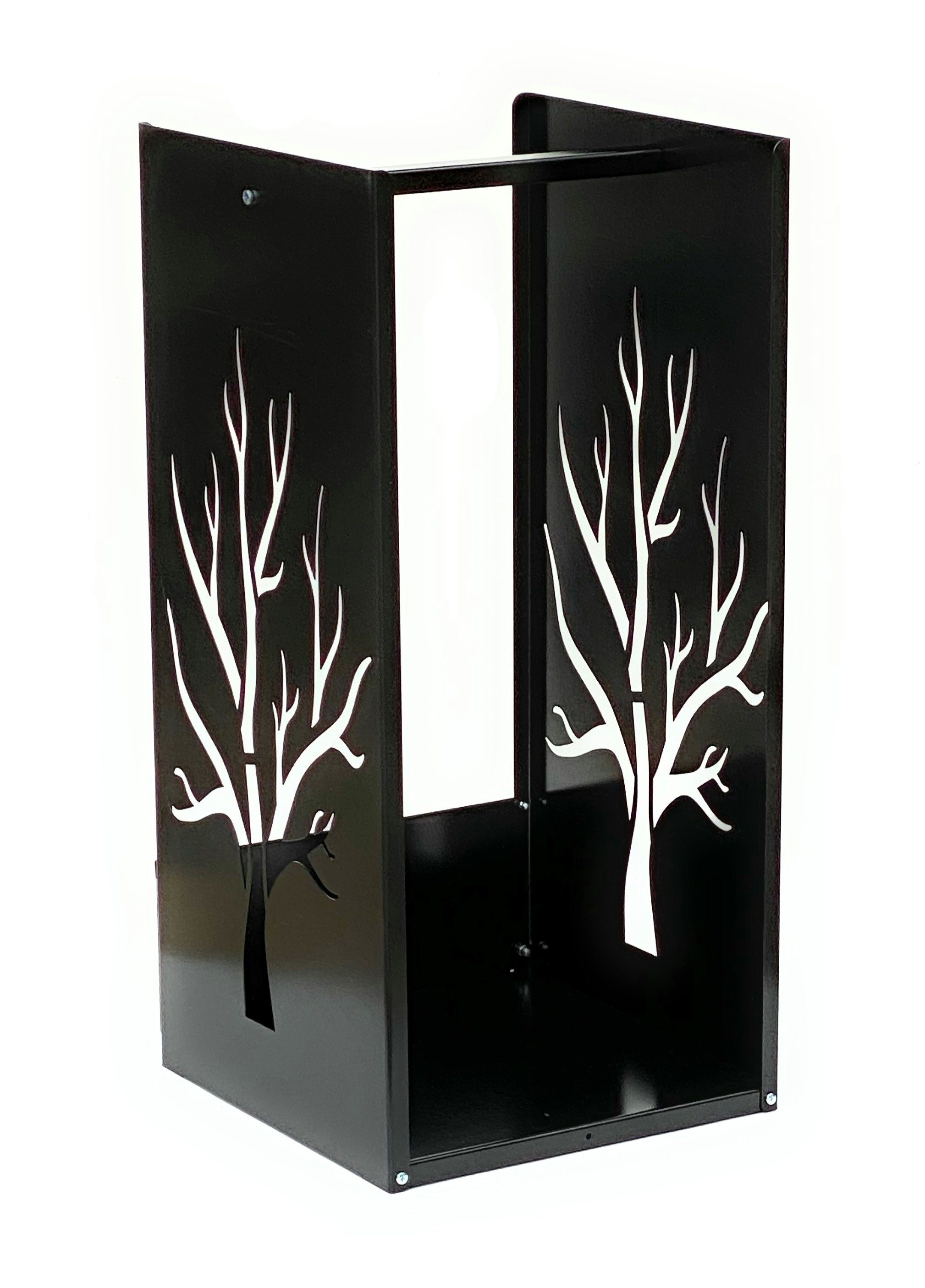 DanDiBo Kaminholzregal Kaminholzregal Metall Schwarz Innen Kaminholzständer 96196 Holzkorb 80 cm Kaminholzhalter Holzregal Eckig Baum