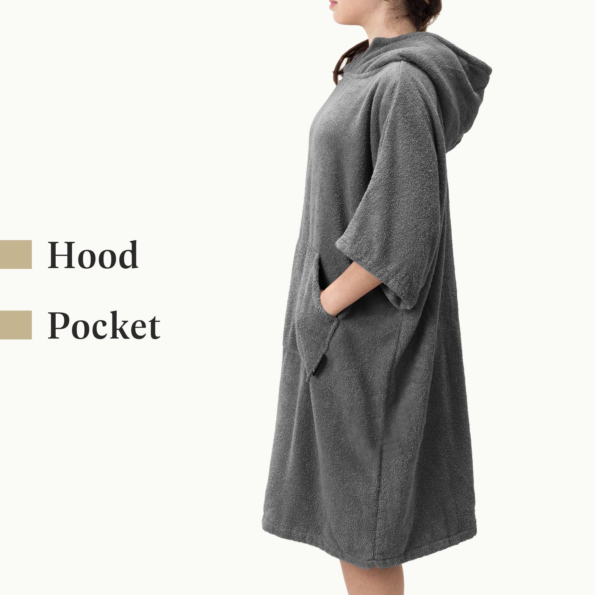HOMELEVEL Bademantel Kinder Badeponcho aus Baumwolle mit Kapuze - Bademantel unisex, Baumwolle