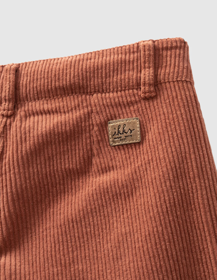 Pantalon large rose cuivré en velours côtelé fille
