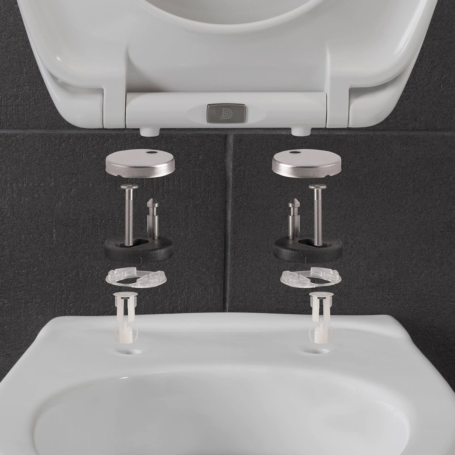 blumfeldt WC-Sitz Lamera Toilettendeckel eckige Form Absenkautomatik antibakteriell, Absenkautomatik, antibakterielle Oberfläche, Quick-Release-Funktion