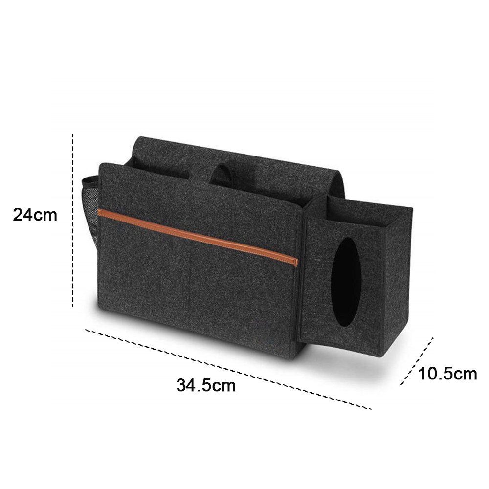 Lubgitsr Betttasche Bett Organizer, Filz Betttasche Anti-Rutsch Nachttisch Tasche (1-tlg)