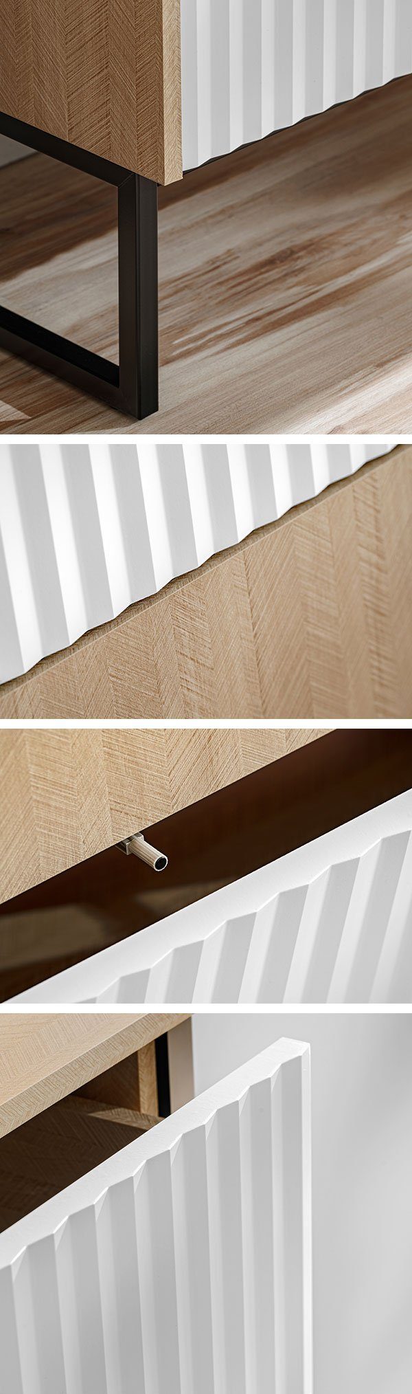 Feldmann-Wohnen Wohnwand Zoe, 2-teilig Herringbone Skandi / weiß