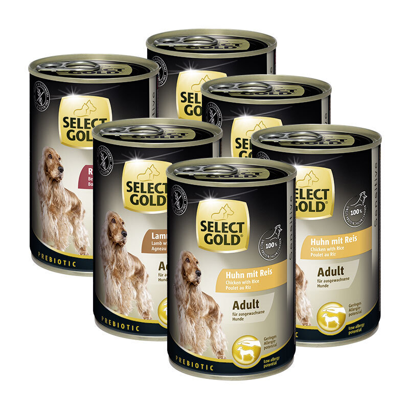 SELECT GOLD Hundenassfutter SELECT GOLD Sensitive Adult Mixpaket 6x400g Mixpaket 1