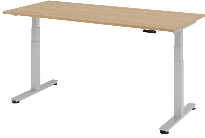 Hammerbacher Sitz-Stehschreibtisch XDSM Eiche, Silber 1.800 x 800 x 800 x 620 - 1.270 mm