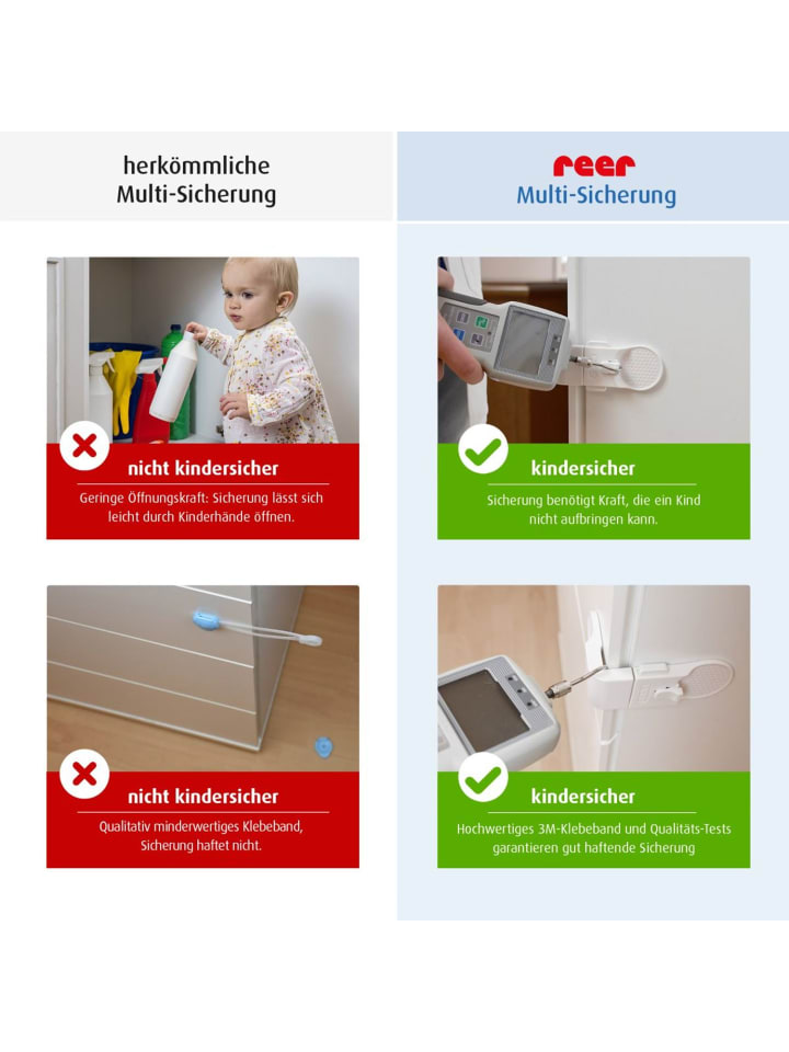 Reer [Vorteilspack] Schrank- und Schubladensicherung in Weiß ab 0 Monate günstig kaufen onesize