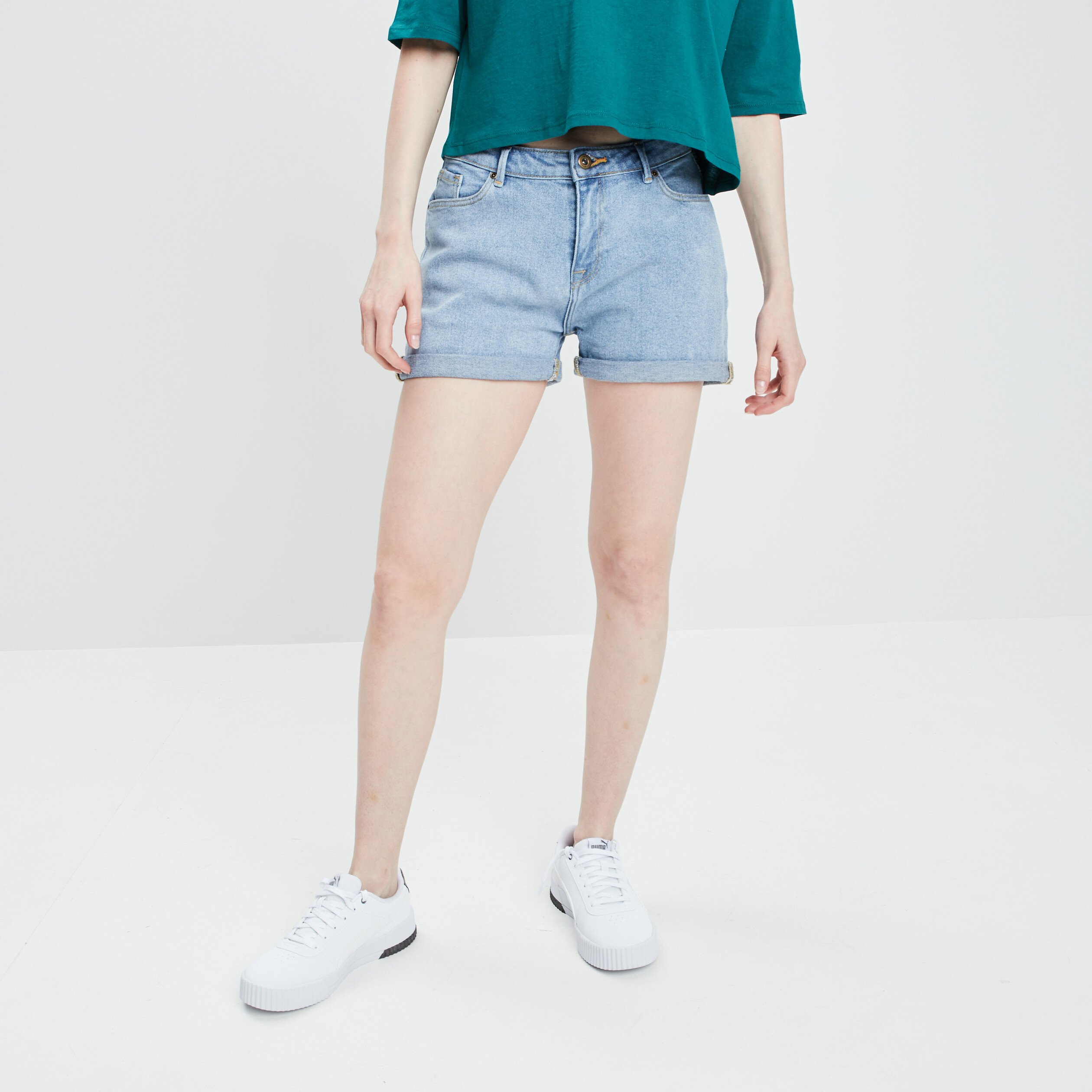 Short mom en jean denim bleach femme | La Halle
