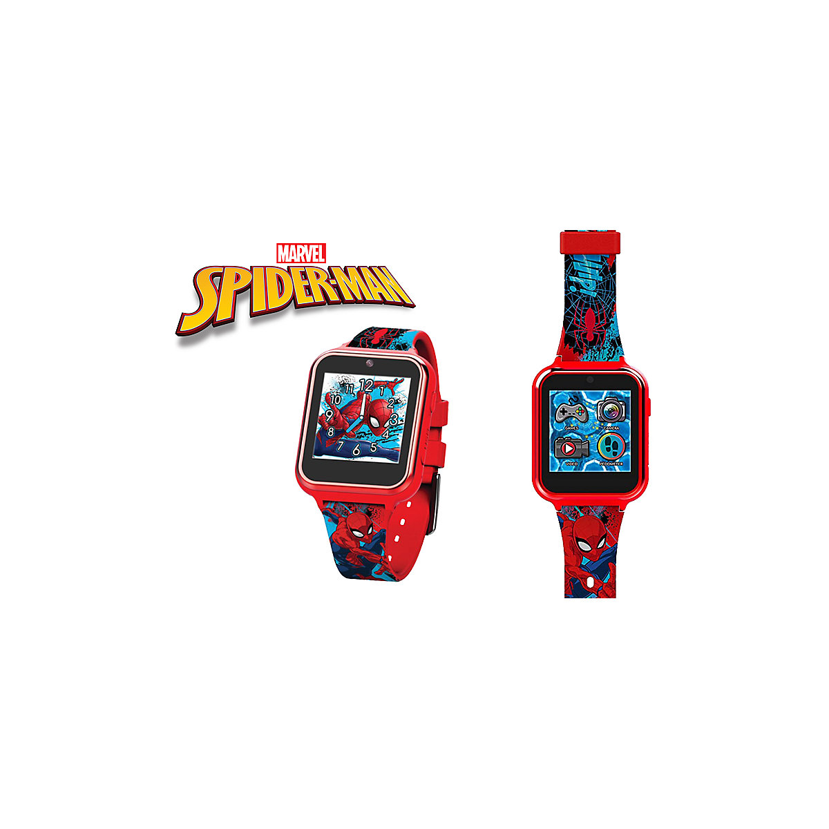 Kinder Smart Watch Spider-Man (rot) Kinderuhr mit Selfie-Kamera Foto & Video, coolen Spielen, Fitness Tracker uvm. (SPD4588)