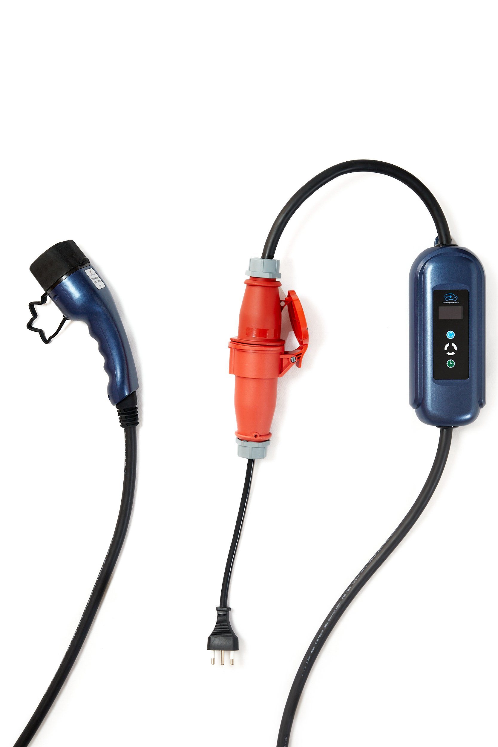 VOLTMOVE mobile Elektroauto-Ladestation Typ 2 auf CCE16 3P mit mobiler Wallbox, 11,00kW / 16A, Reise-Set mit 6 Adaptern, Wandhalterung & Koffer