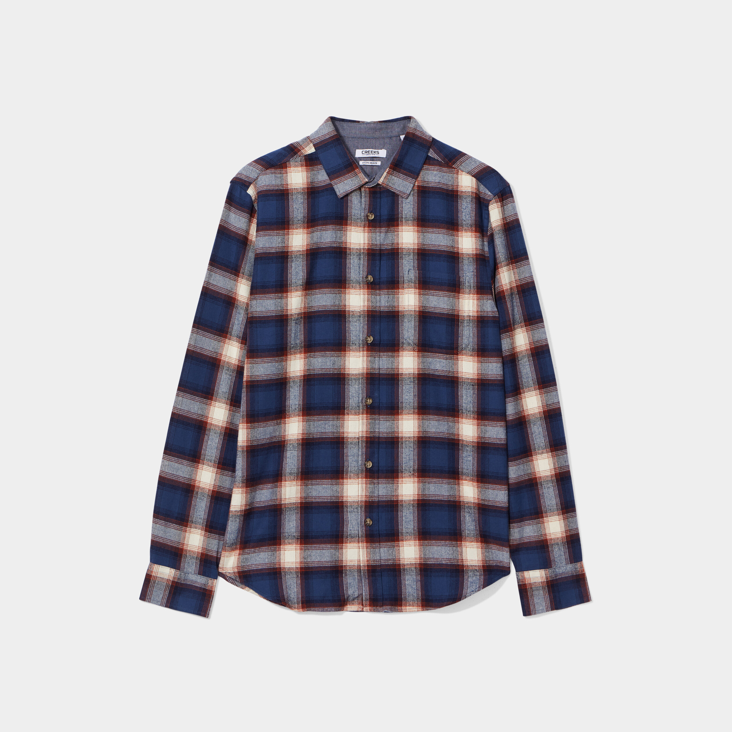 Chemise manches longues droite bleu marine homme | La Halle