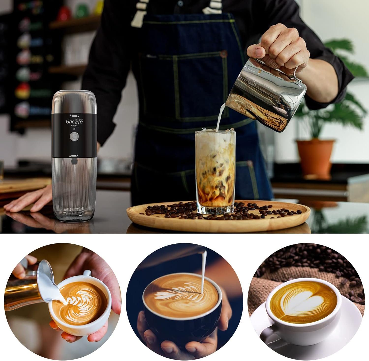Diyarts Milchaufschäumer, 45,00 W, Revolutionär 2-in-1 Elektrische Kaffeemühle für Perfekten Kaffee