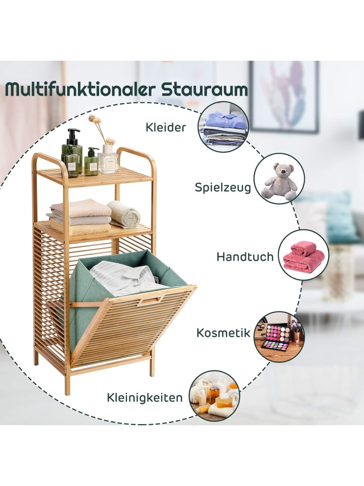 COSTWAY Badregal mit Wäschekorb in Grün günstig kaufen onesize