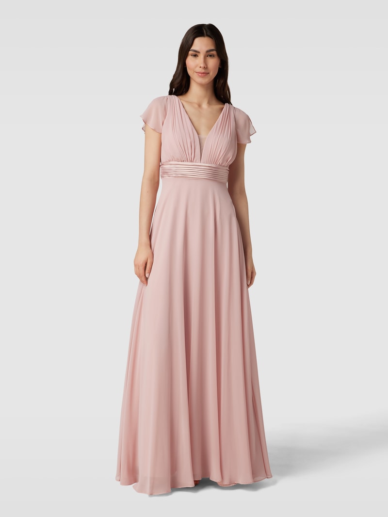 Abendkleid mit Flügelärmeln in hellrosa meliert