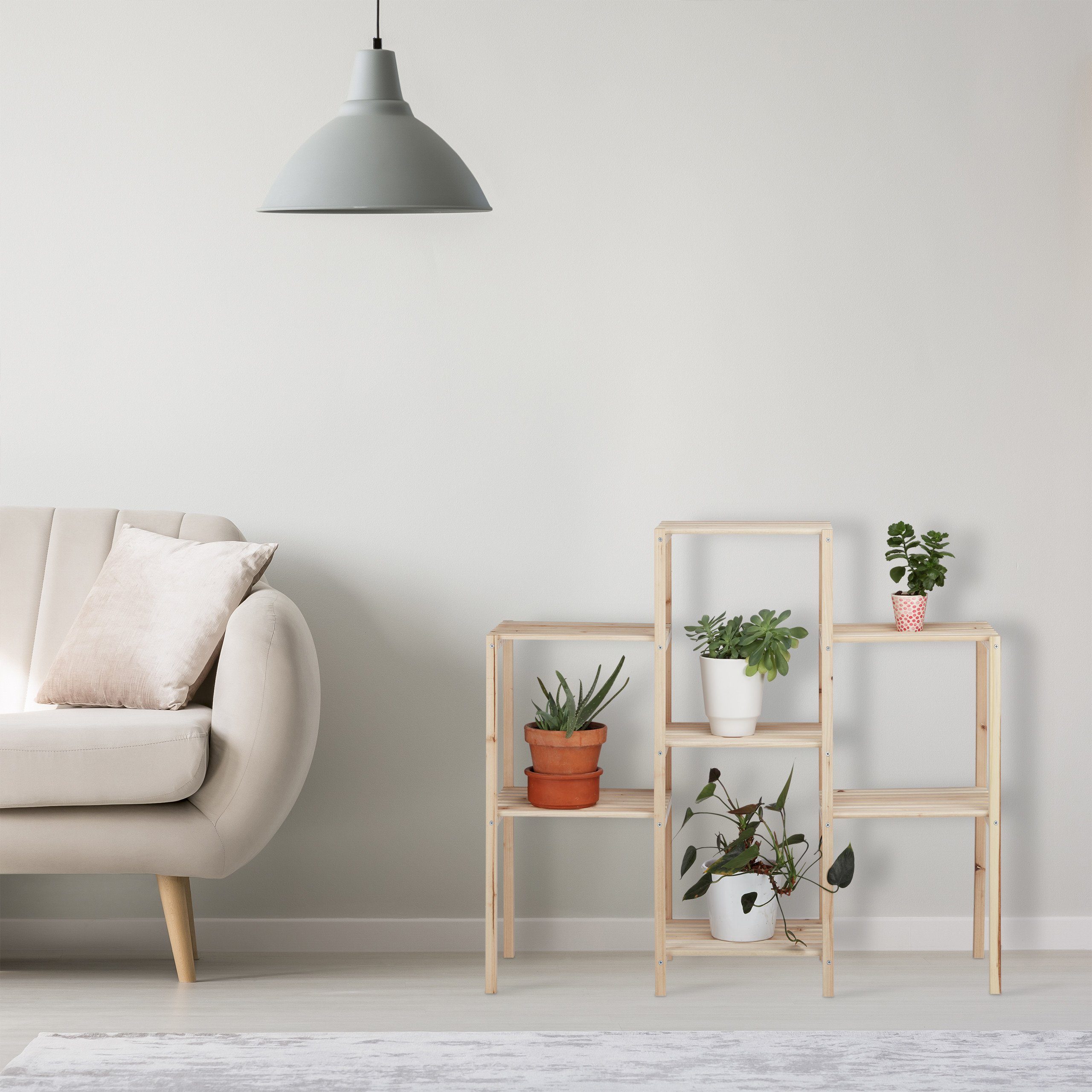 relaxdays Blumenständer Pflanzenregal Holz, L