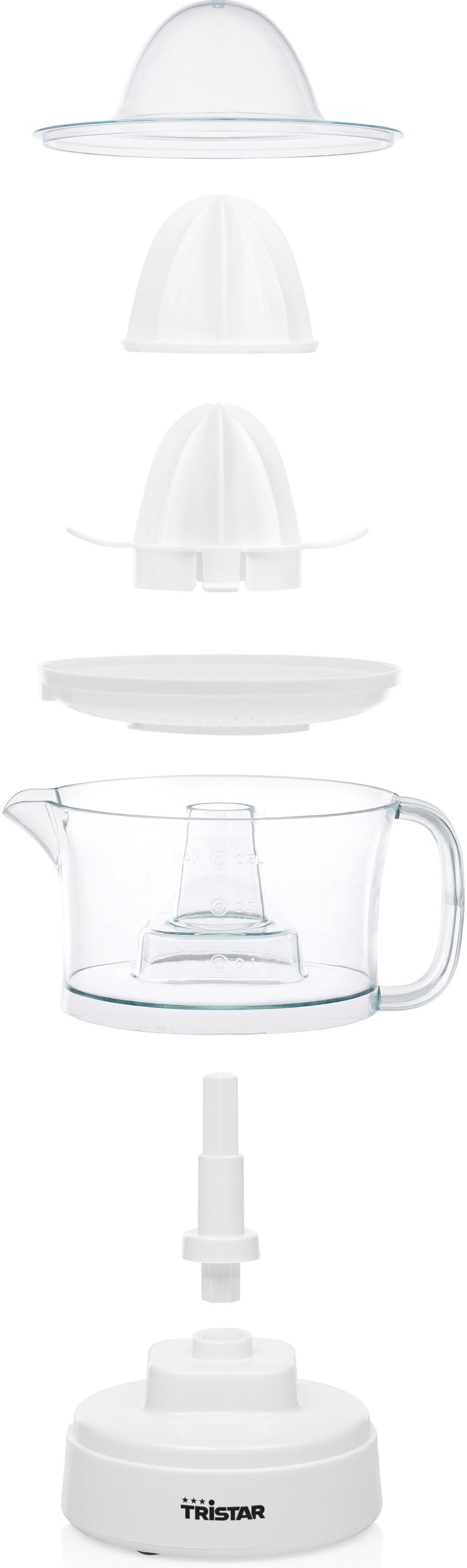 Tristar Zitruspresse CP-3005, 25 W, 0,5 Liter Inhalt, 2 Presskegel-Größen für jede Citrusfrucht, 25 Watt