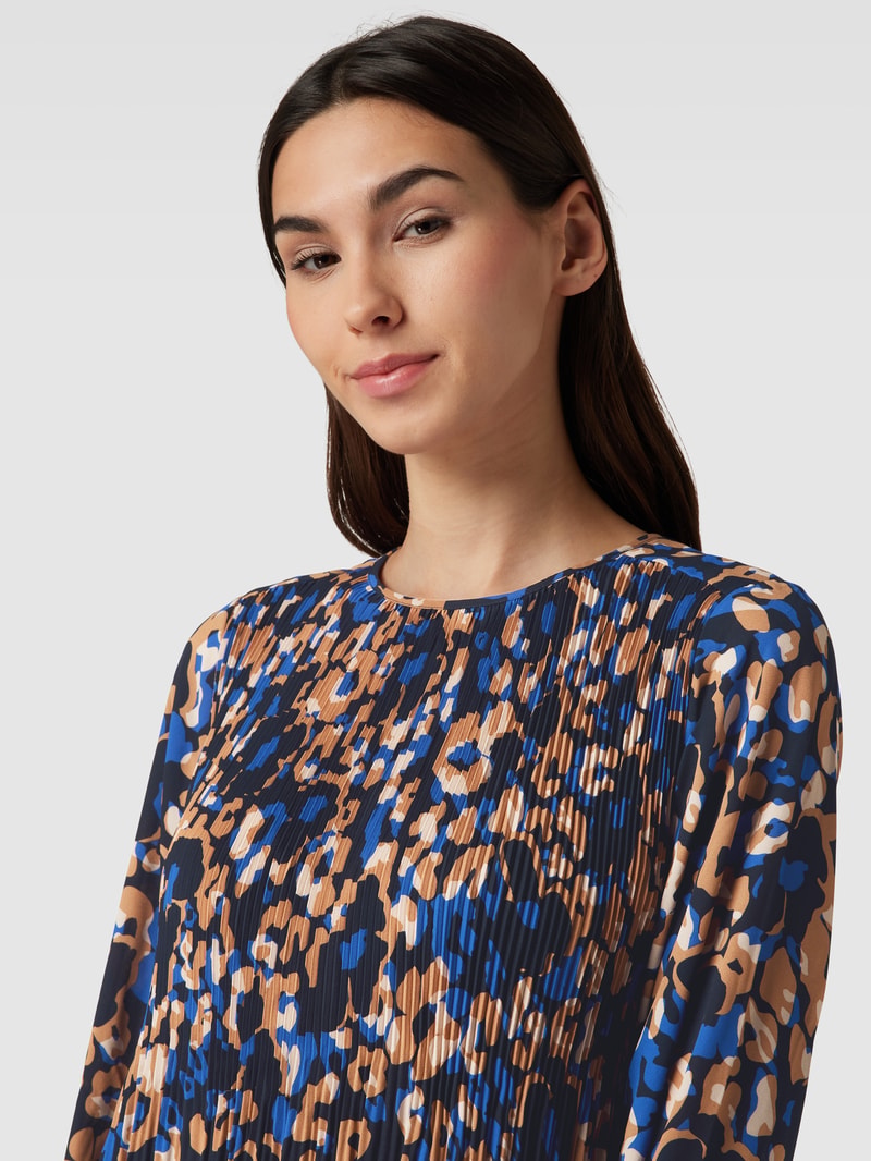 Bluse mit Plisseefalten in royalblau