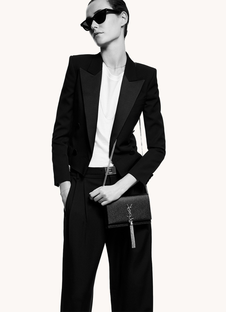 Geantă de umăr Kate mică din satin de la Saint Laurent