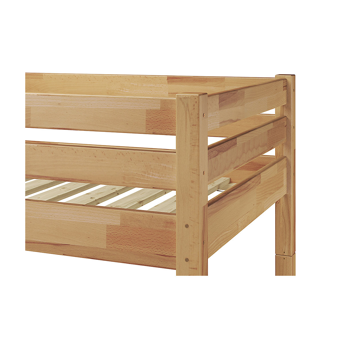 Stockbett 90x200 Buche natur massiv mit Federleisten