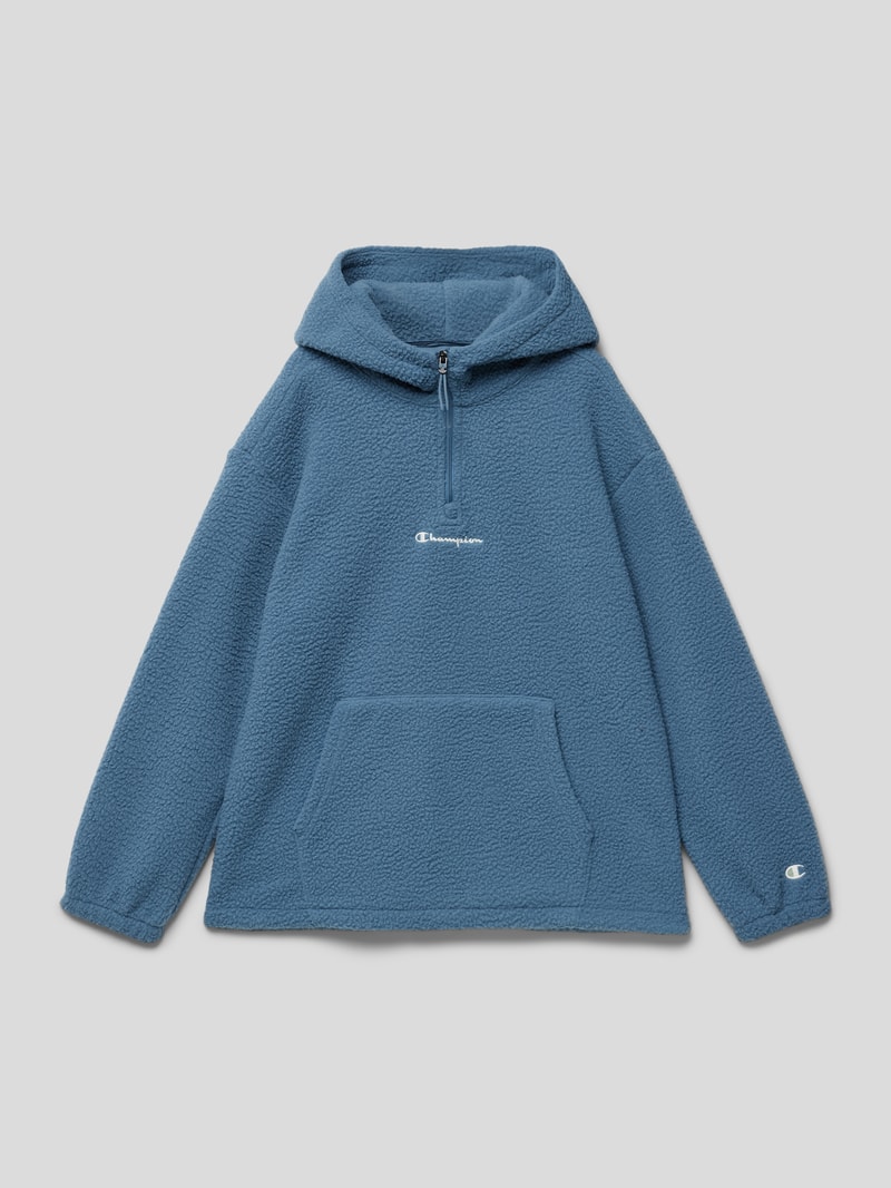 Hoodie mit Label-Stitching Modell 'Rochester' in rauchblau