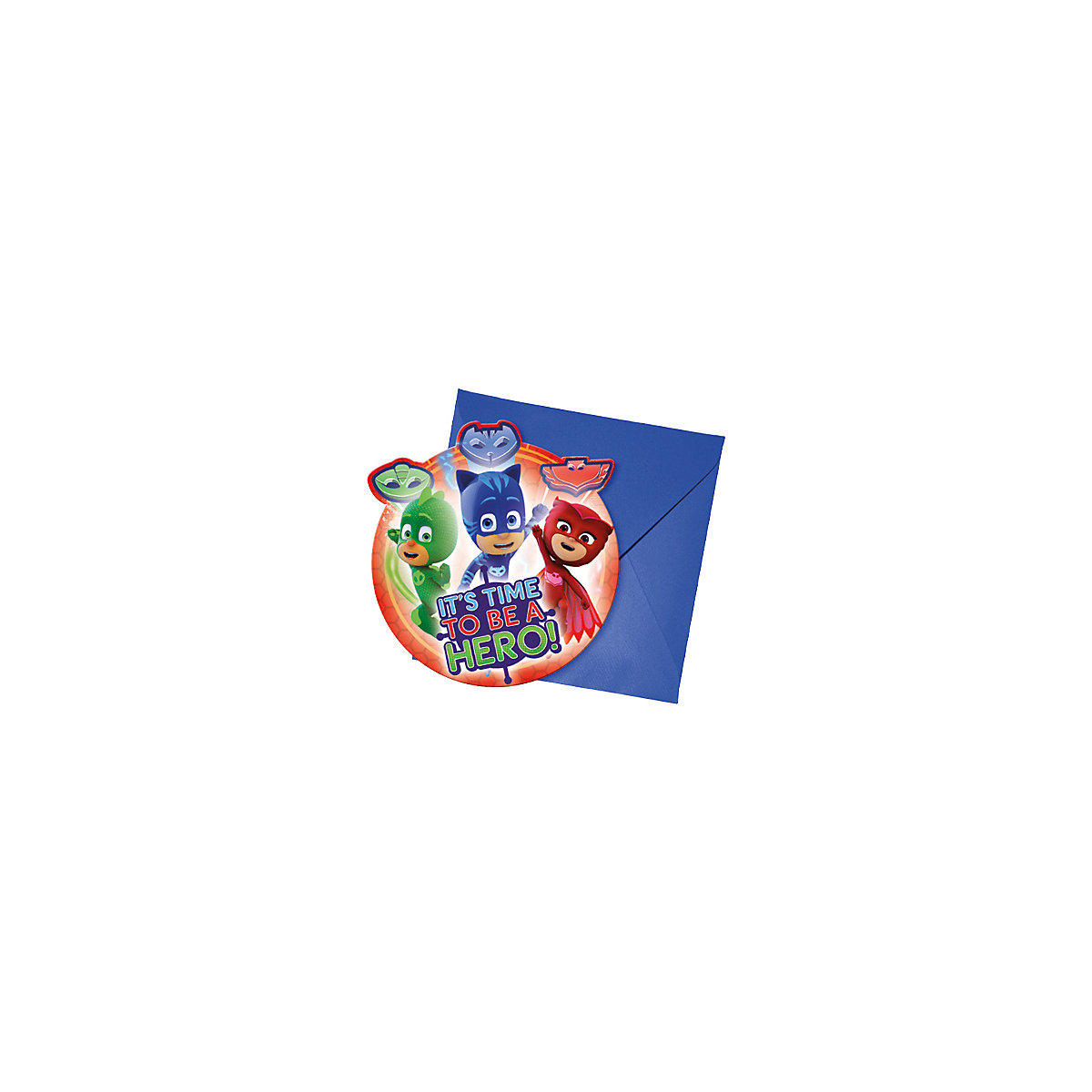 Einladungskarten PJ Masks, 6 Stück inkl. Umschlag