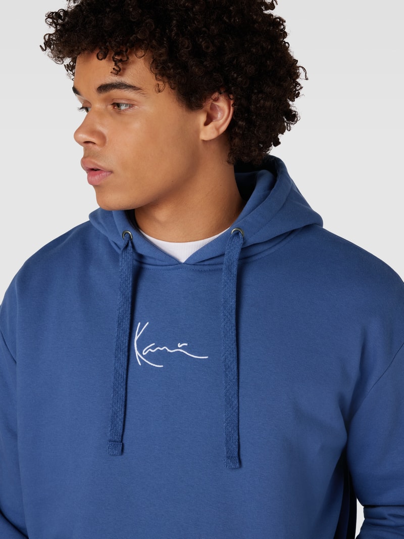 Hoodie mit Label-Stitching in dunkelblau