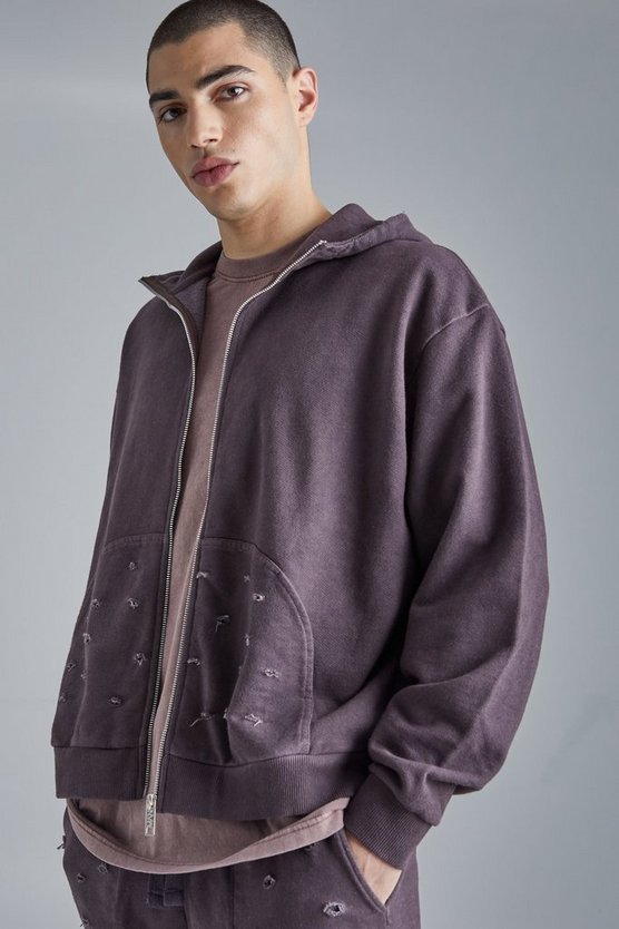 Kastiger Oversize Hoodie mit Rissen
