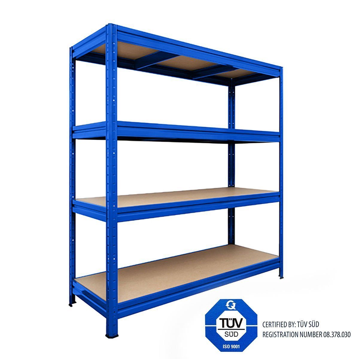 Karat Schwerlastregal Weitspannregal Blau, 7 Größen, 4 stabile Böden, 1200 kg Tragkraft