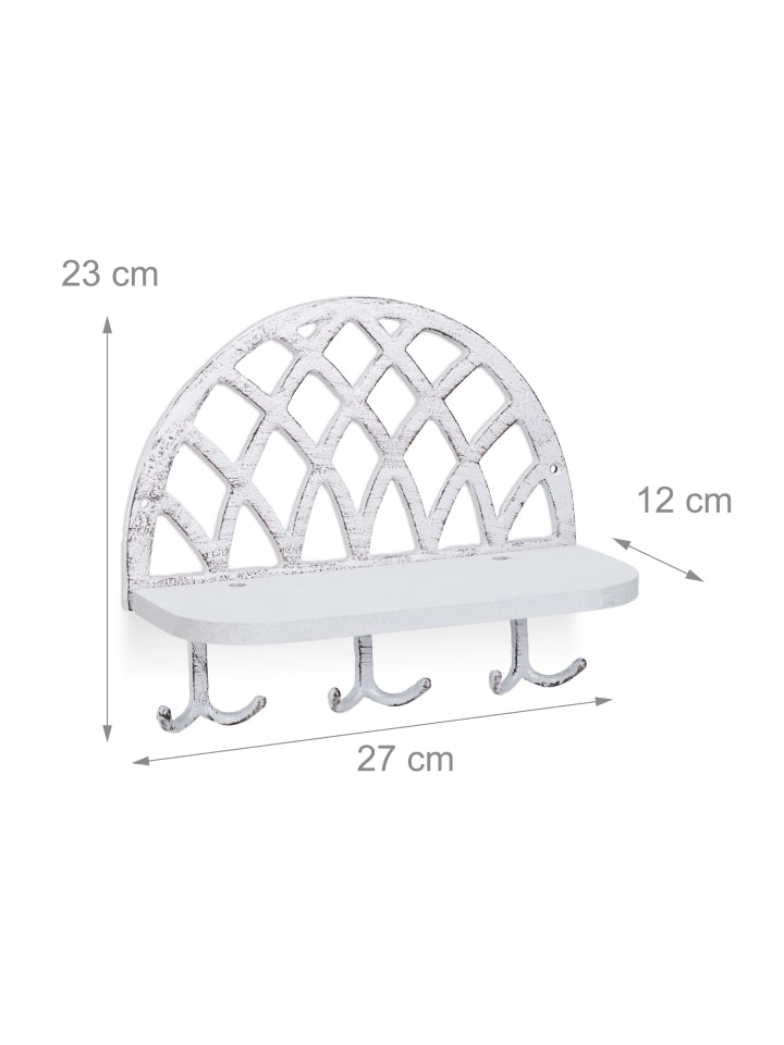 relaxdays Schlüsselbrett in Weiß - (B)27x (H)23 x (T)12 cm günstig kaufen onesize