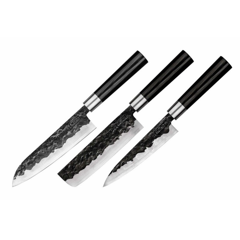 Samura Blacksmith, 3-teiliges Küchenmesserset (Nikiri - Santoku - Filetmesser)