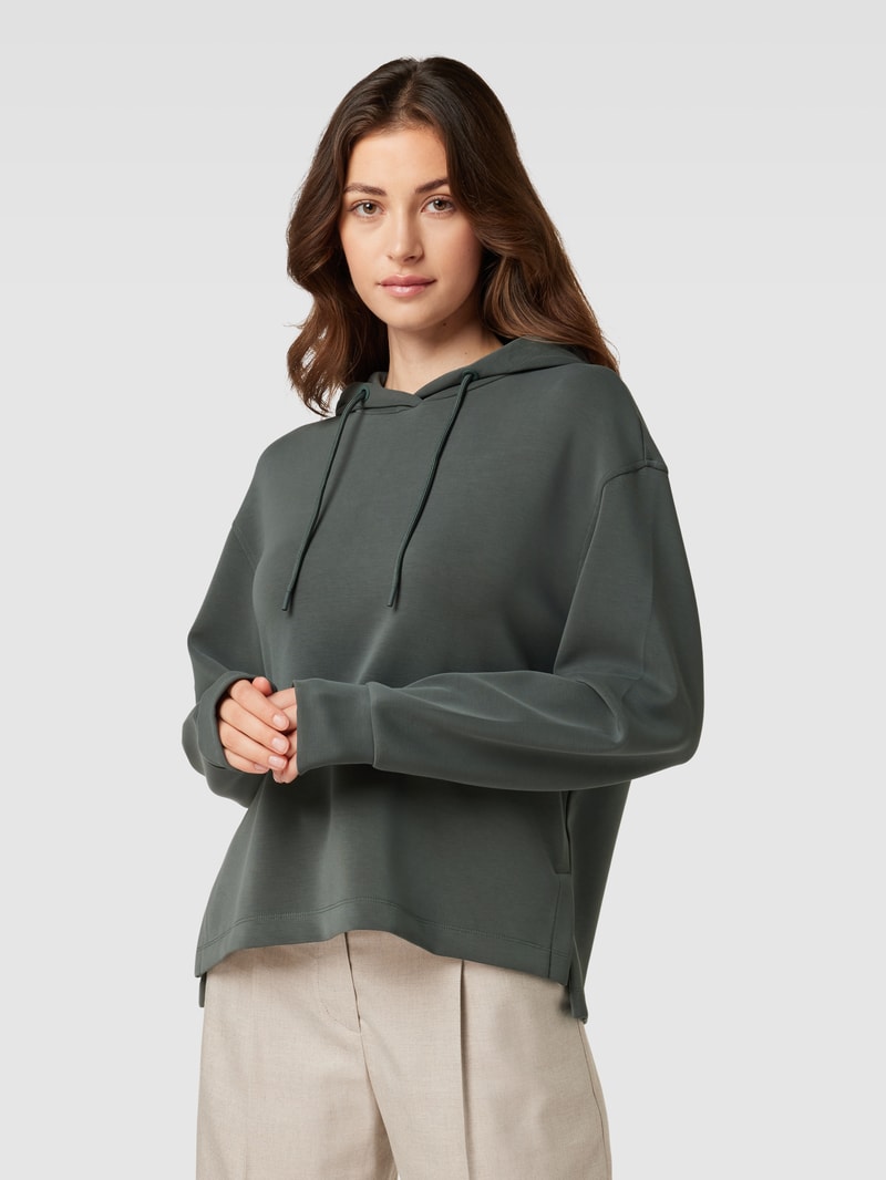 Hoodie mit Tunnelzug Modell 'Peach' in dunkelgrün
