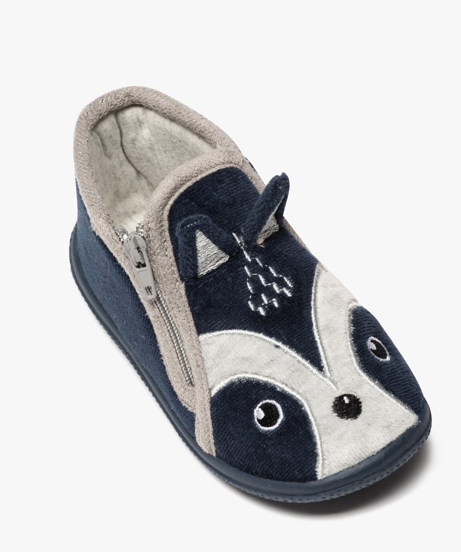Chaussons bébé Garçon bottillons velours avec tête de loup marine | GEMO