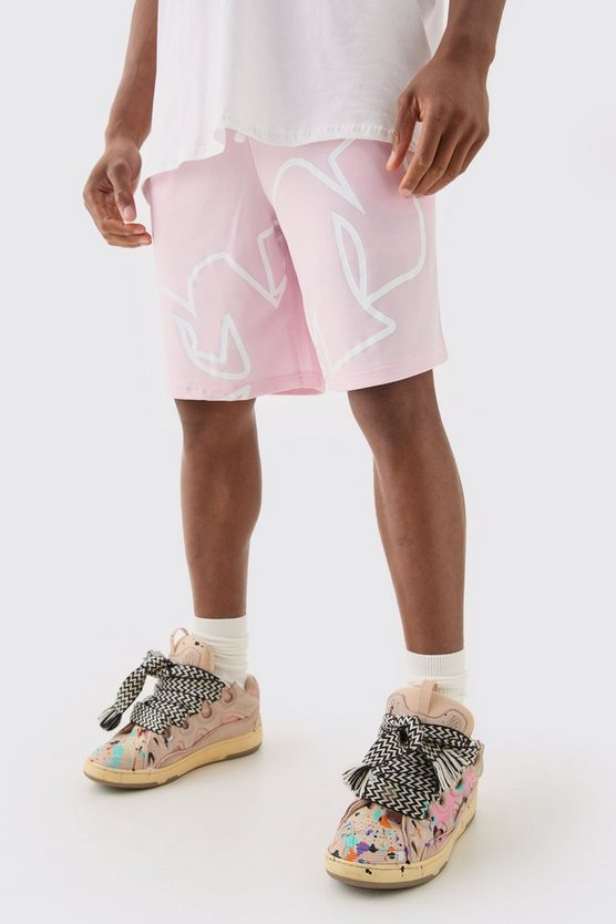 Mesh Basketball-Shorts mit Print