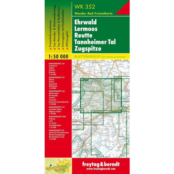 Ehrwald - Lermoos - Reutte - Tannheimer Tal - Zugspitze, Wanderkarte 1:50 000 - Wanderkarte