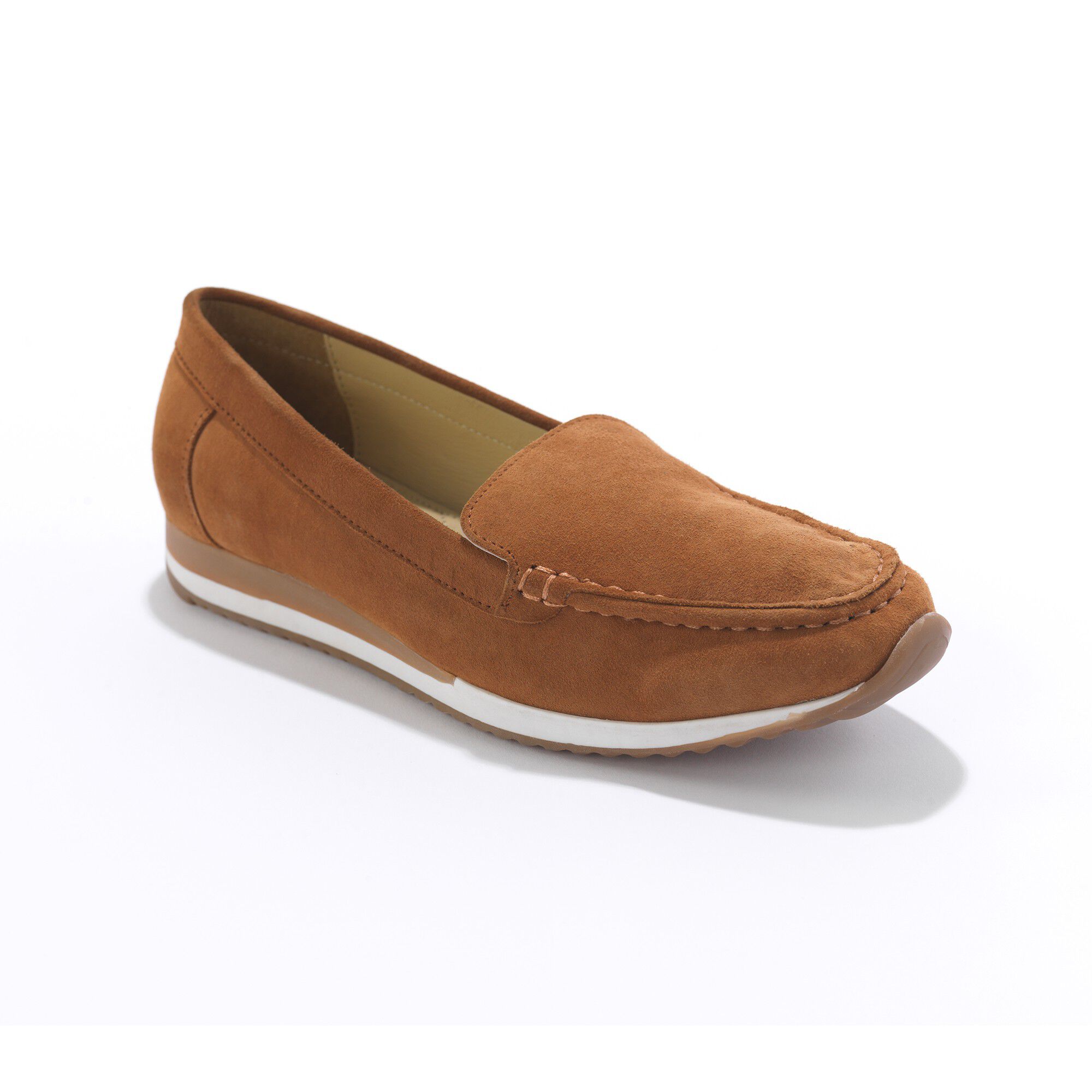 Mocassins en croûte de cuir à semelle crantée bicolore