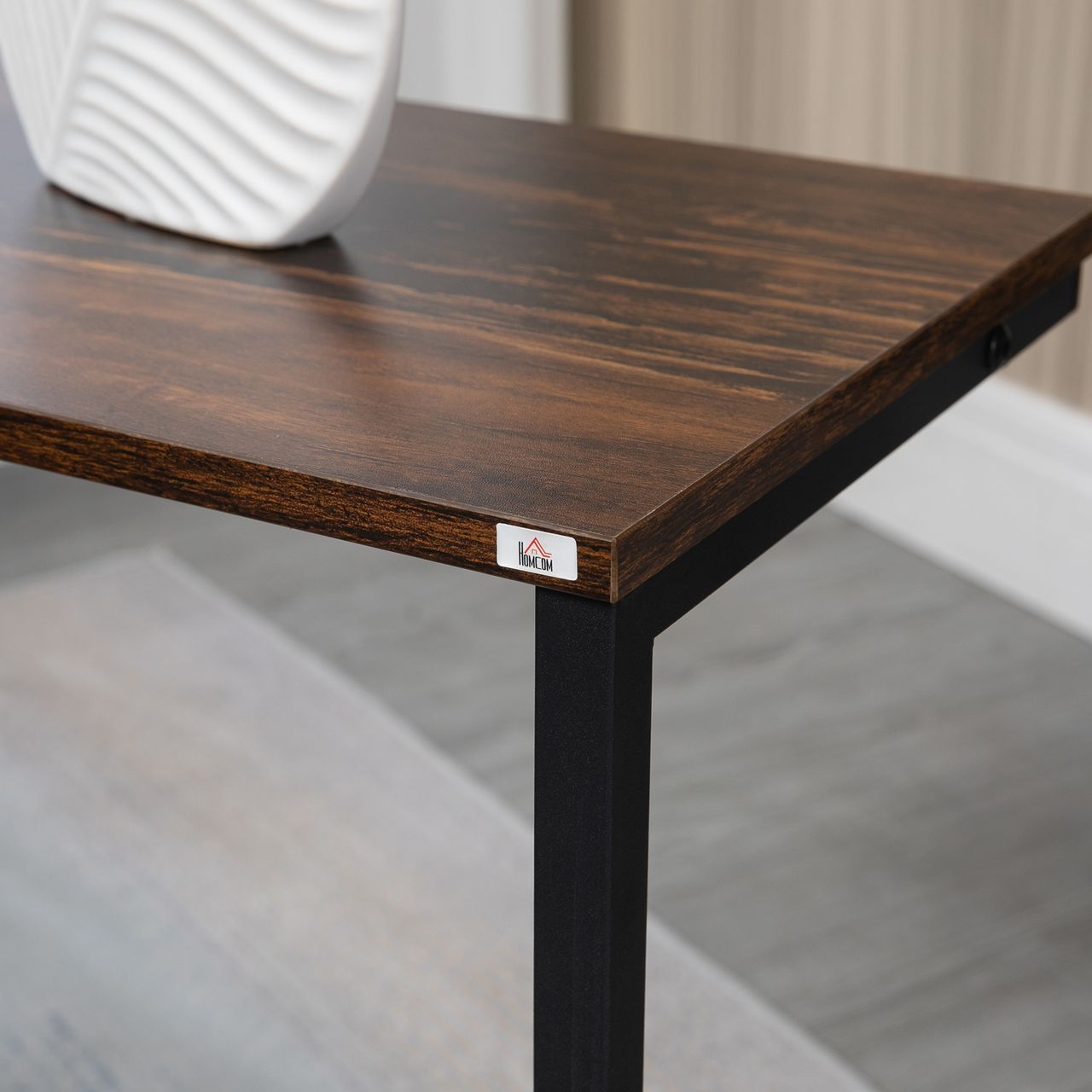 HOMCOM 3er-Set Beistelltische platzsparende Satztische mit Stahlgestell Braun