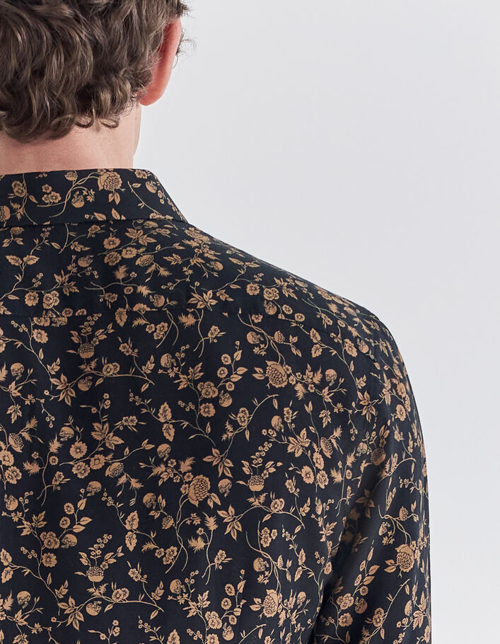 Chemise SLIM noire LENZING™ ECOVERO™ motif fleurs cappuccino Homme