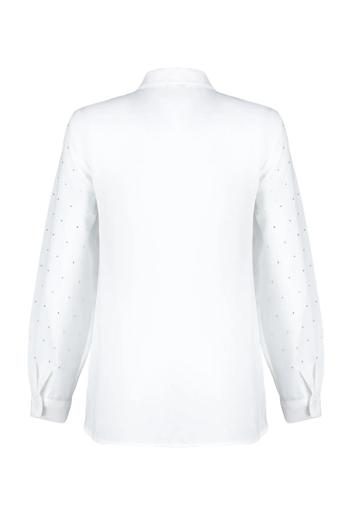 Trendyol Modest  Weißes, gesteinigtes, elegantes Webhemd TCTSS24TG00040