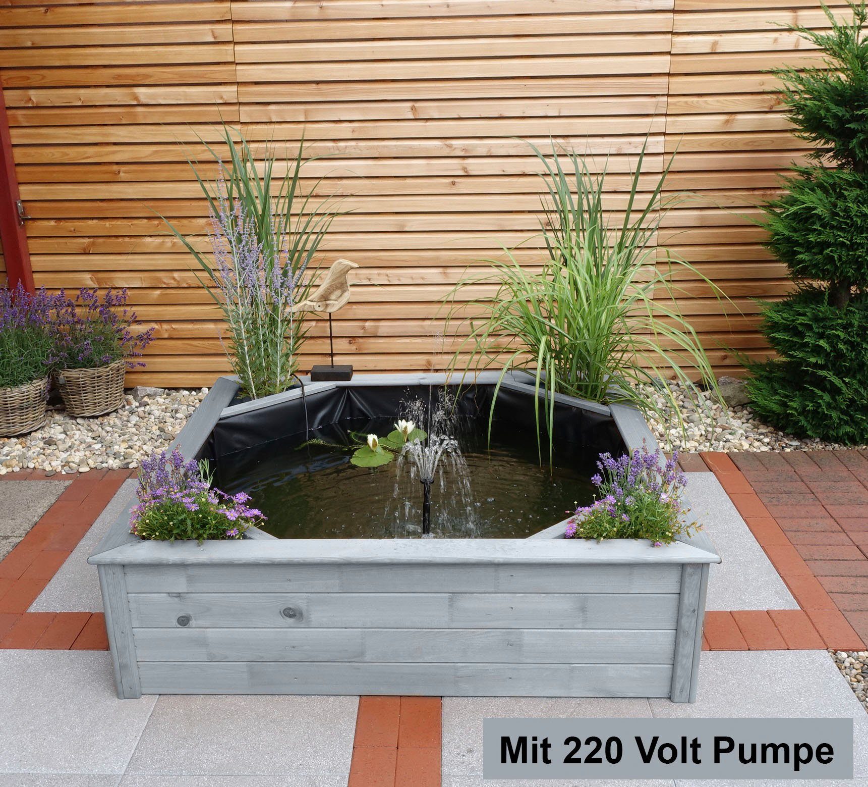 promadino Hochteich, BxTxH: 144x144x40 cm, 550 l, (Set), mit Teichpumpe
