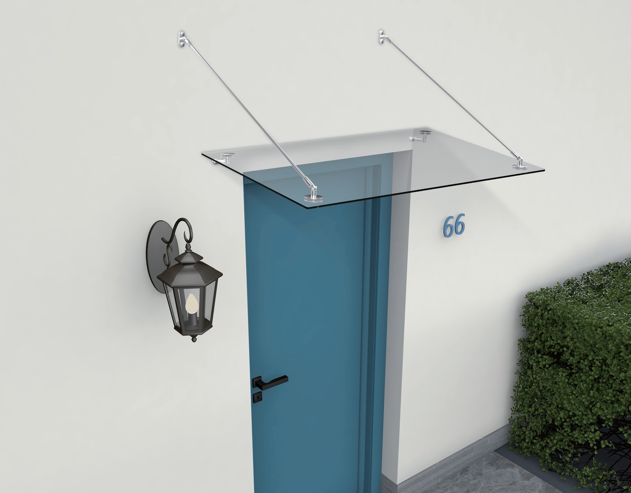 Powertec Garden Glas Vordach mit Edelstahl ca. 140x90cm