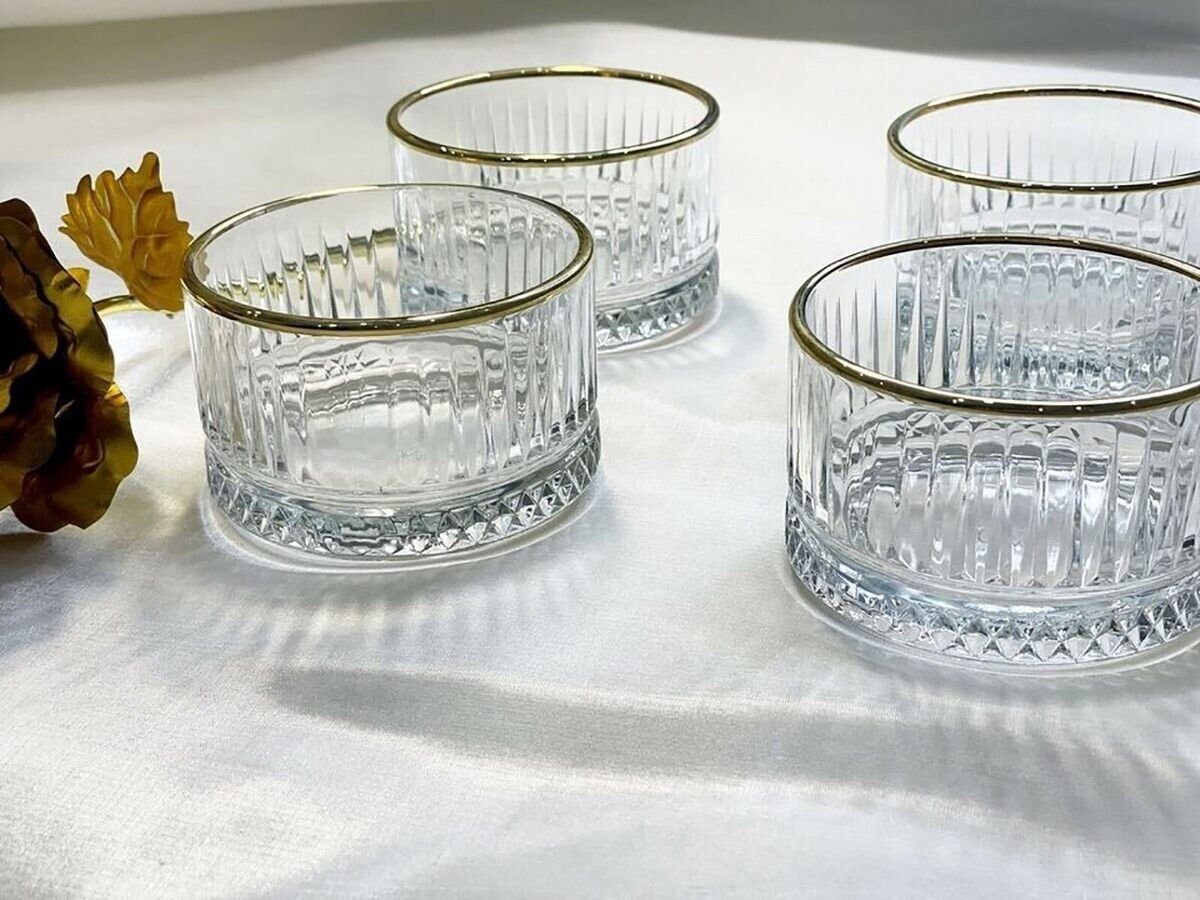 Pasabahce Snackschale Elysia Snackschale, 4-fach, 230 cc, Gold transparent, (4-tlg)