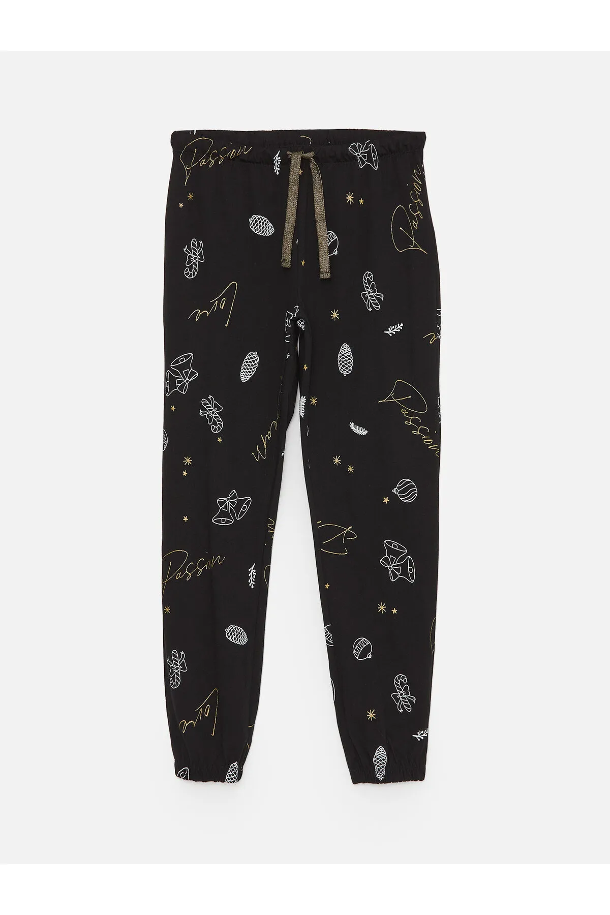 LC Waikiki  Gemustertes Langarm-Damenpyjama-Set mit Rundhalsausschnitt