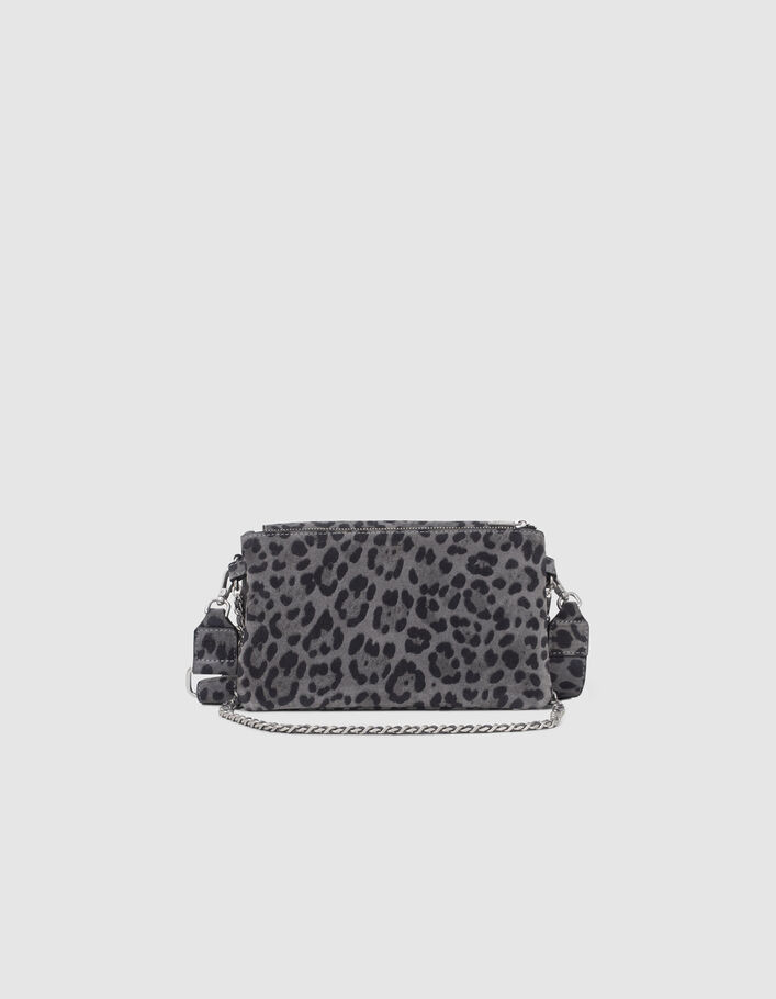 Le 111 BROOKLYN gris cuir velours motif léopard Femme