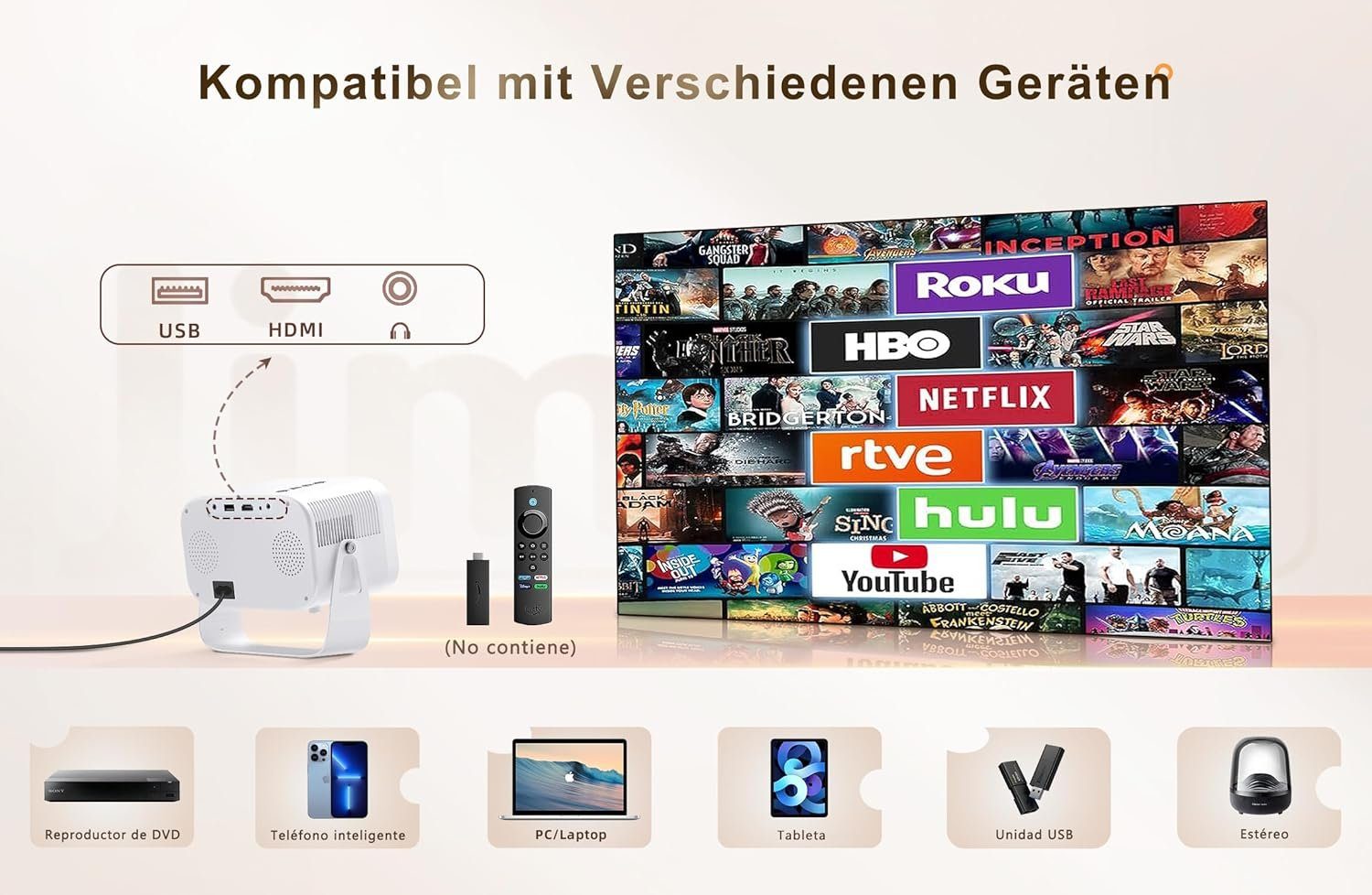 Jimveo Beamer (12000 lm, 1920 x 1080 px, 1080P Full HD 12000L WiFi6 Bluetooth Projektor Unterstützt 4K Heimkino)