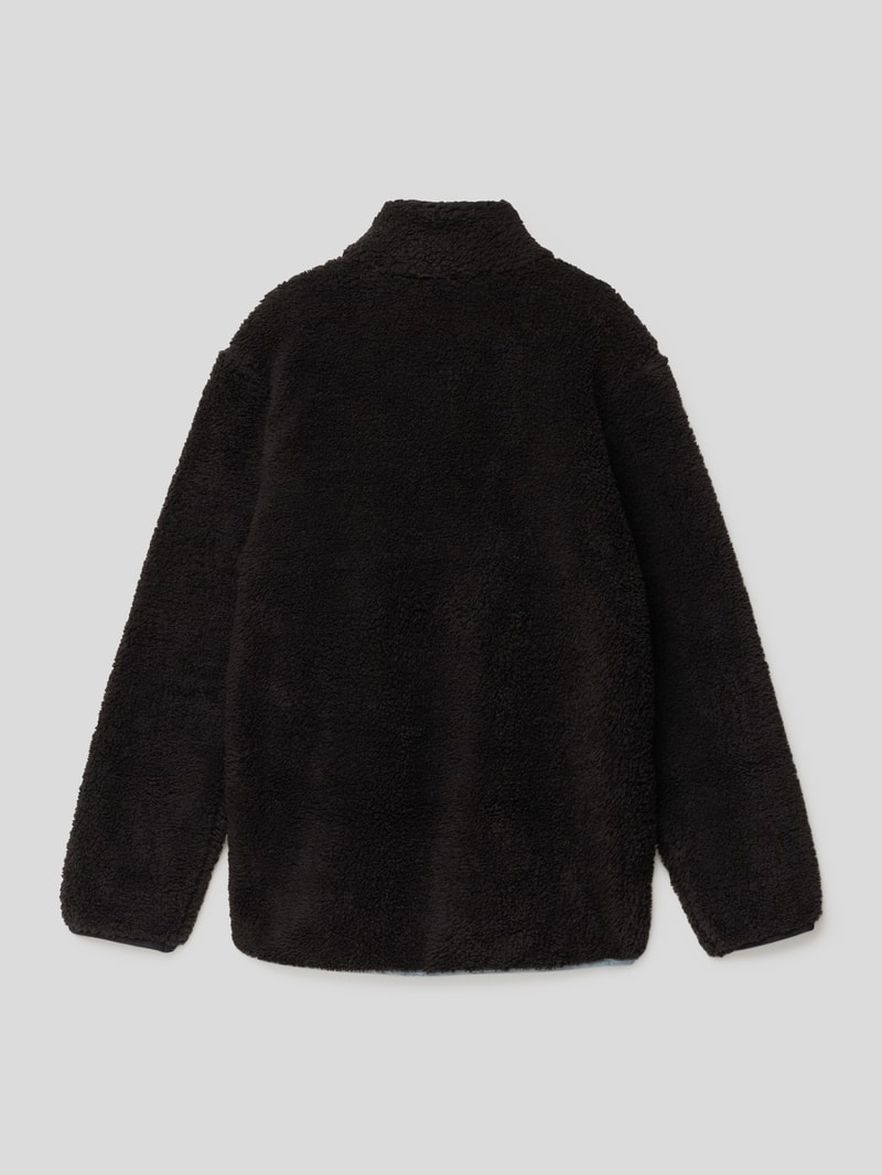 Sweatshirt in Teddyfell-Optik in schwarz