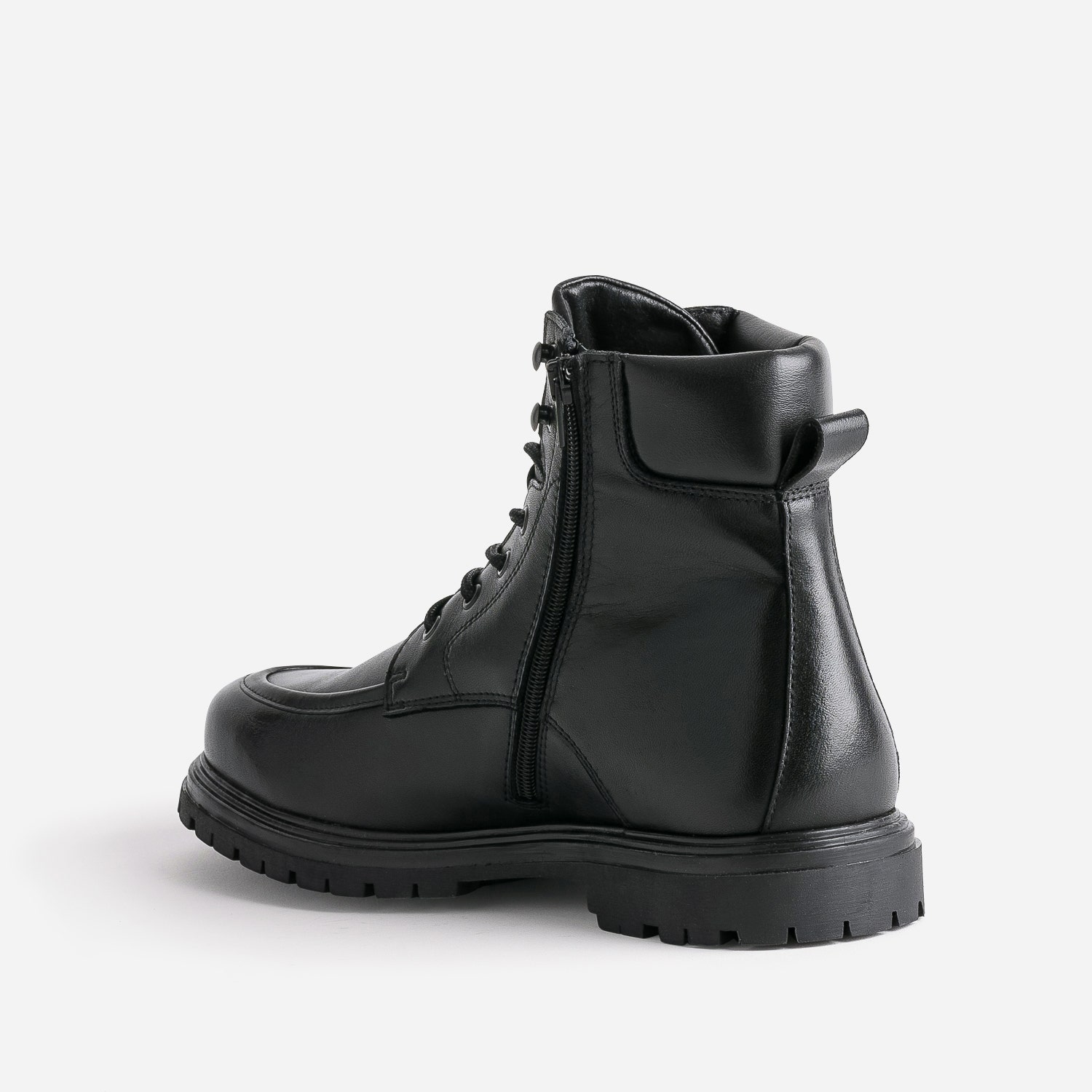 Boots à lacet noir en cuir