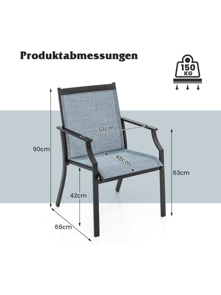 COSTWAY 2er Set Gartenstühle in Blau günstig kaufen onesize