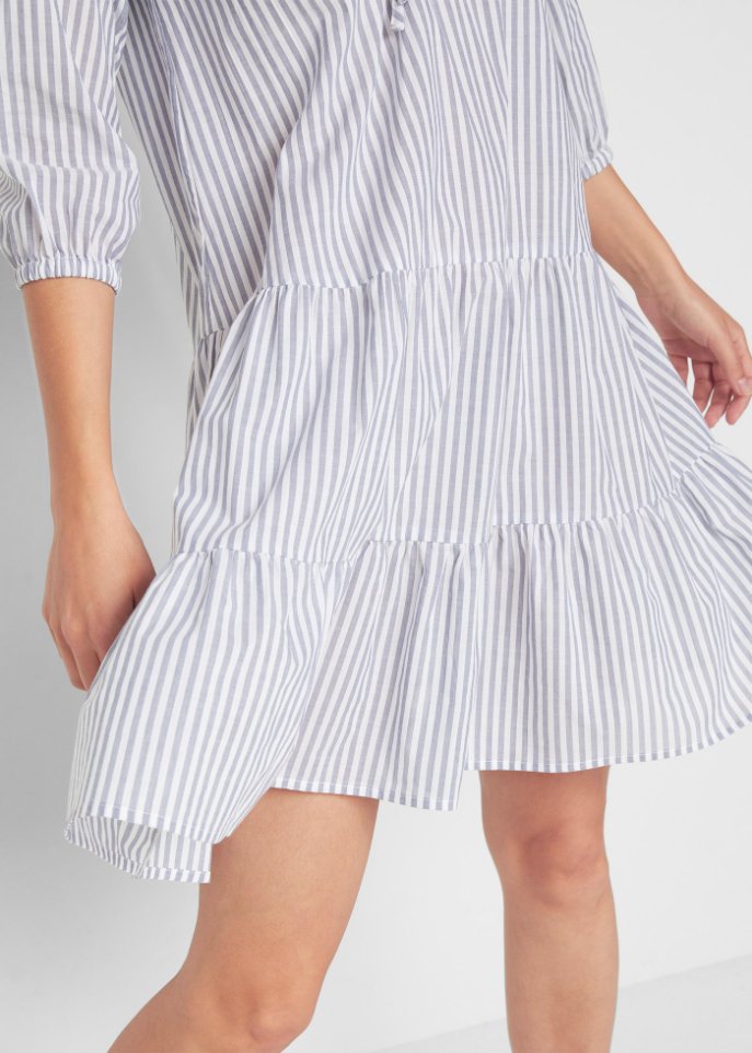 Tunika-Kleid, 3/4-Arm, gestreift