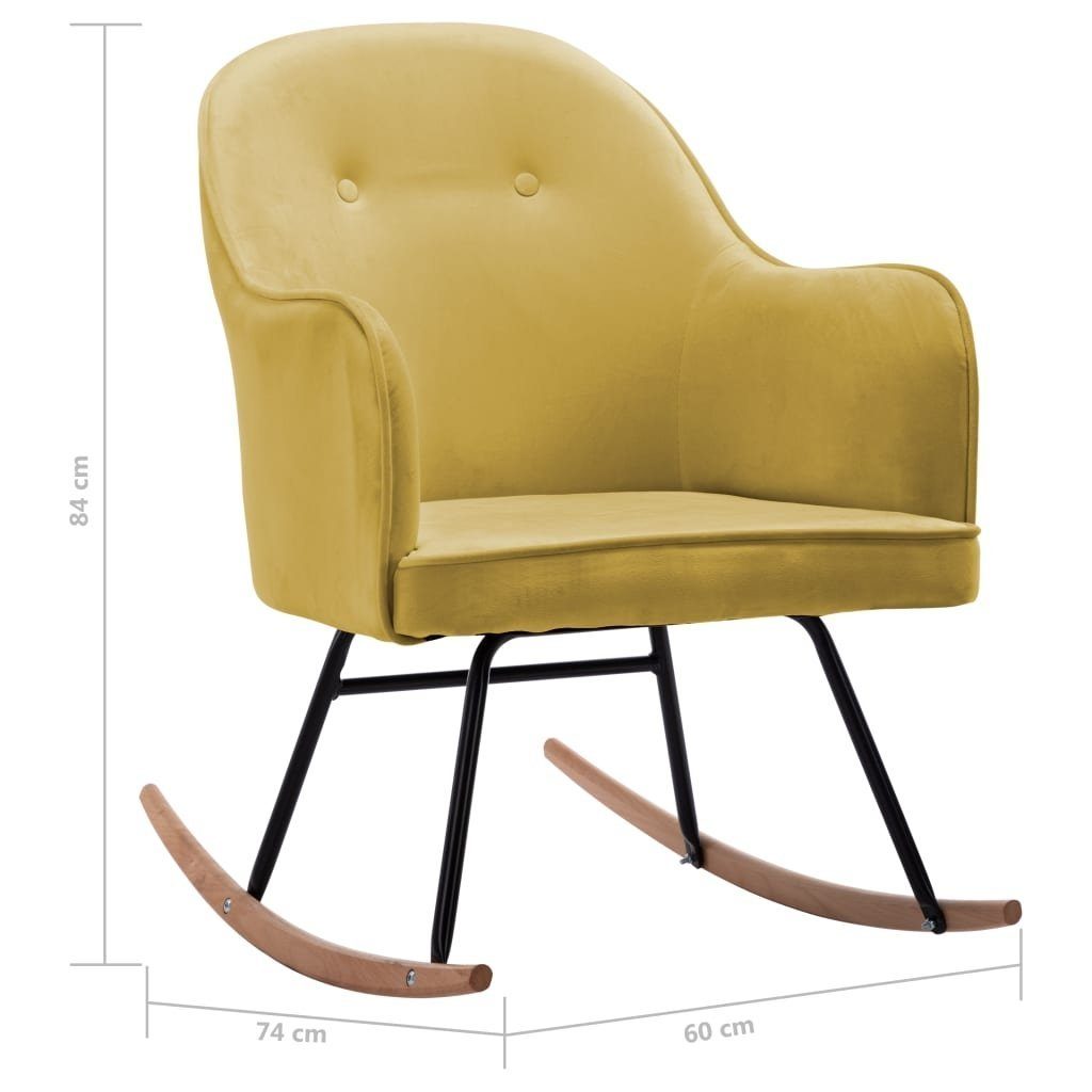 möbelando Schaukelstuhl Aletshausen (B/H/T: 60x84x74 cm), aus Samt in Senfgel
