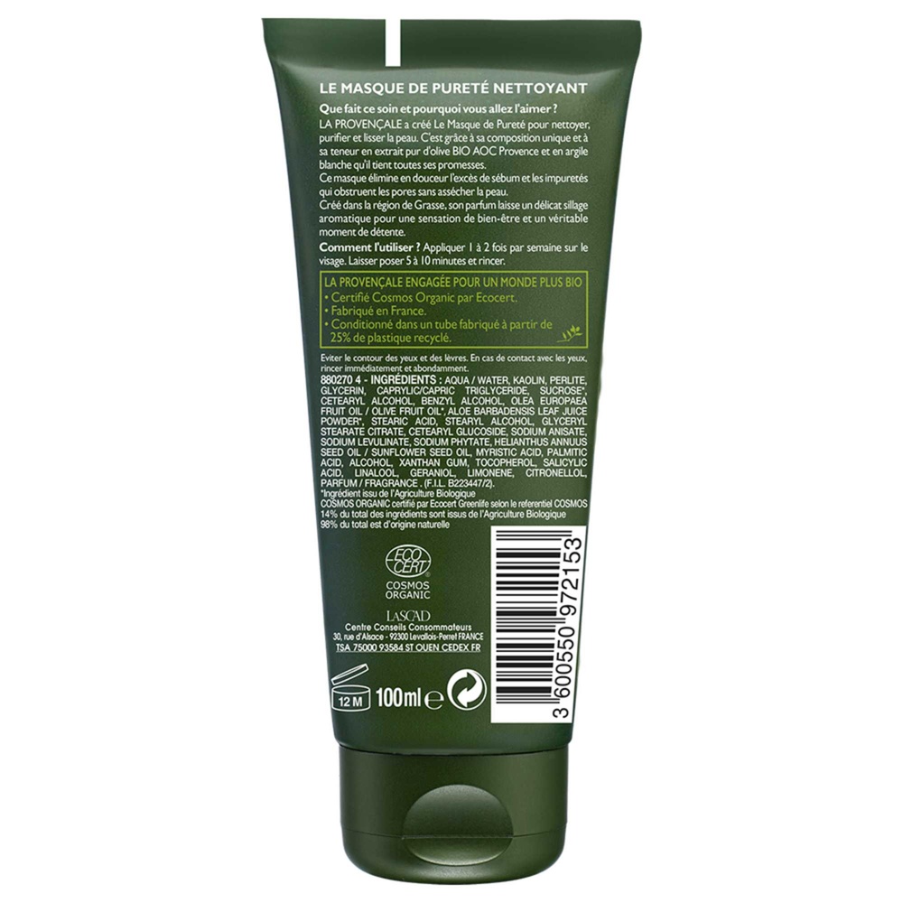 La Provençale Le Masque de Pureté Nettoyant et Purifiant Masque Nettoyant Visage Bio